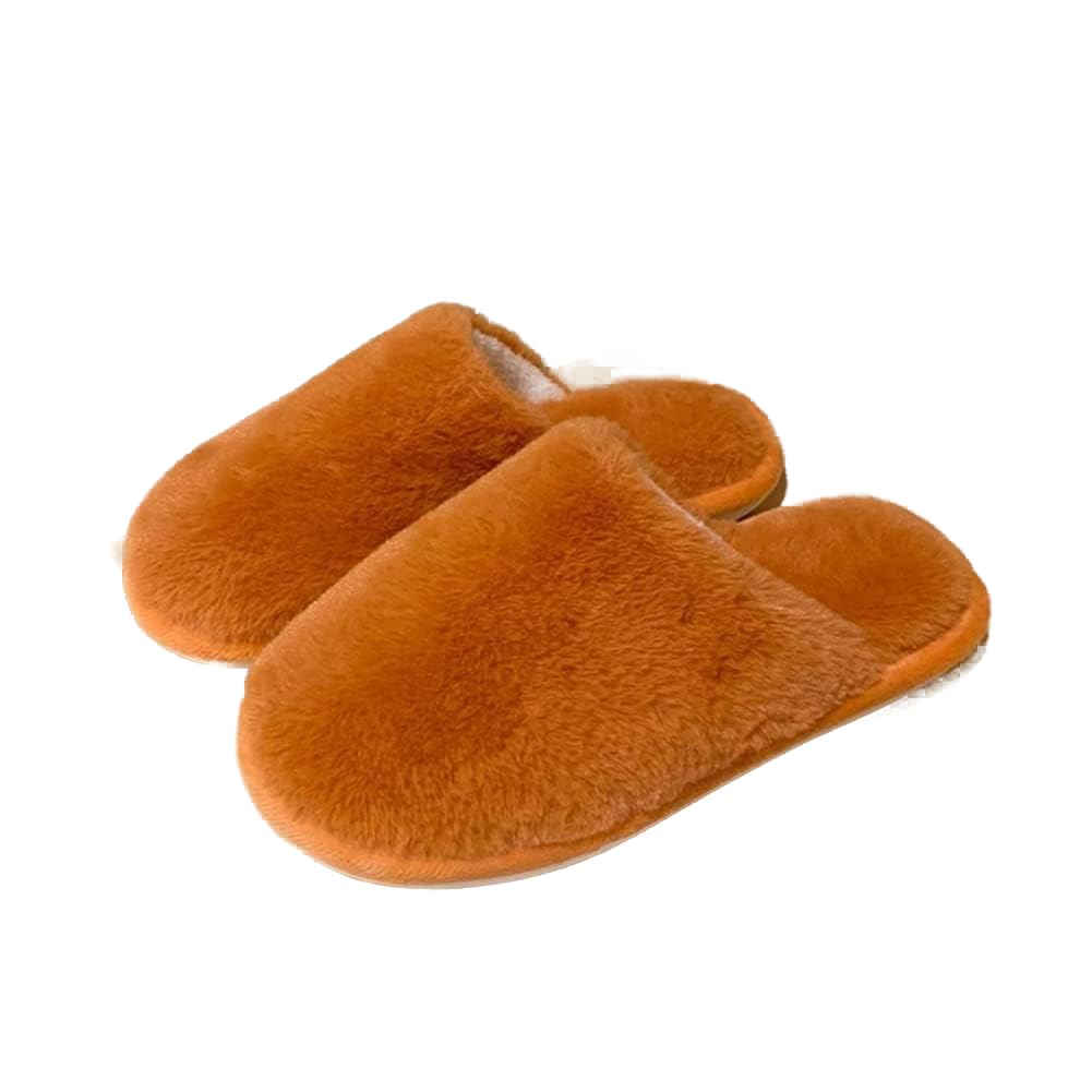 QUNINE Zapatillas de Invierno de poliéster para Mujer, Zapatos Suaves y cálidos para el hogar, Zapatillas de casa peludas Antideslizantes para Dormitorio Interior de niña (Naranja 36/37)