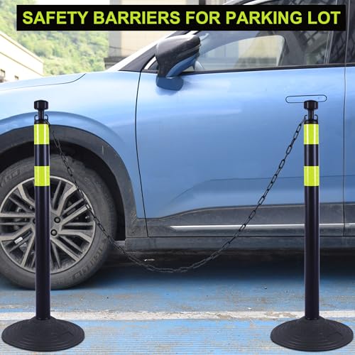 Image of OrangeStar 6 Pack Traffic Delineator Post Cones, 40 inch Black Safety Barrier