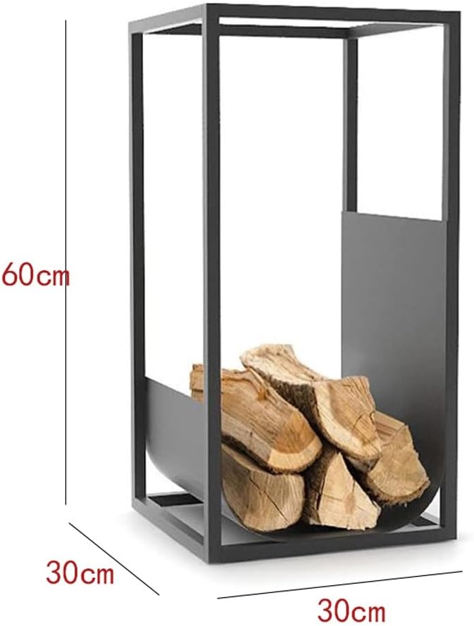 Firewood Storage Rack Iron Shelf for Home Fireplace Decoration with Wood Divider Rack,