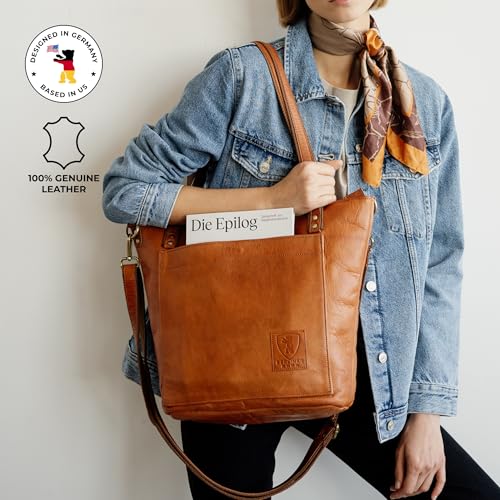 Bolso Tote grande de cuero genuino BERLINER BAGS Vintage miniatura 3