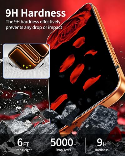 Image of 2 Pack Privacy Screen Protector for iPhone 16 Pro Max Tempered Glass Anti-Spy Rose Pattern 16ProMax Easy Installation Frame Full Coverage Anti-Scratch (6.9 inch)
