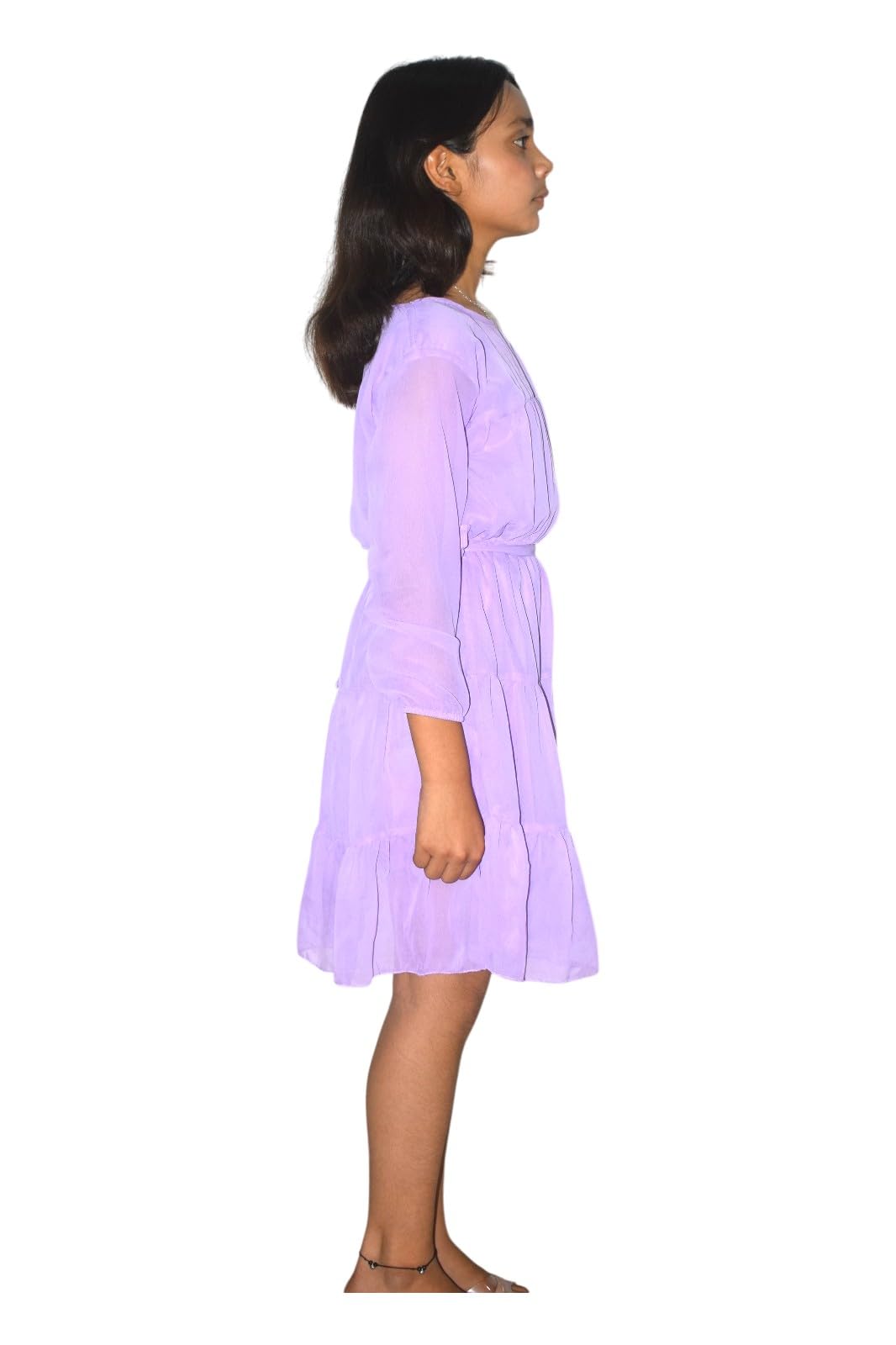 Brink Long Sleeve Round Neck Frock Dress for Girls (Code - X760) Pink 2