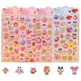 YAYAMIYA 3dシール 立体シール ぷくぷく キラキラ ごほうび 3D 可愛い 女の子 携帯電話飾り用 手帳用 DIY用 日記帳用 水筒 スマホケース アルバム飾り用 手芸用品 貼り付け可能 (4枚セット-I)