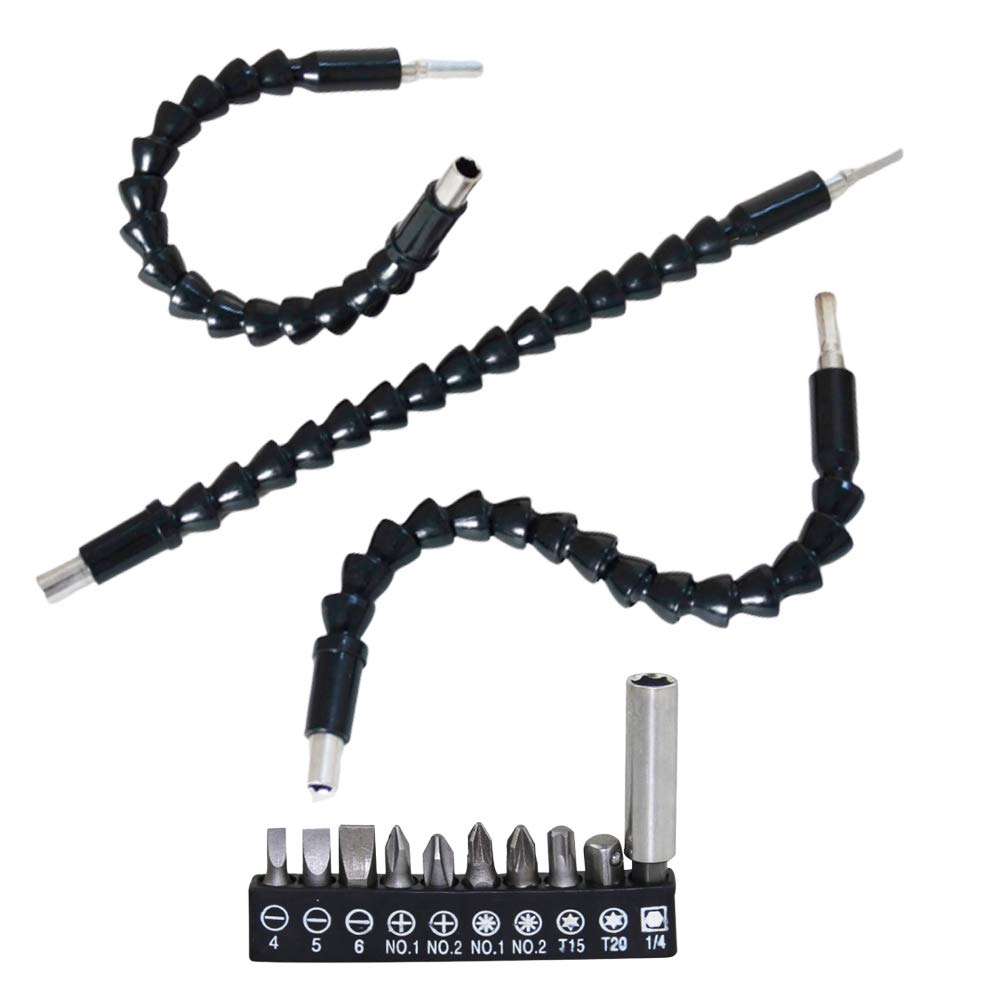 11.8 Inch Flexible Drill Bit Extension, Flexible Extension Shaft with, Flexible Extension