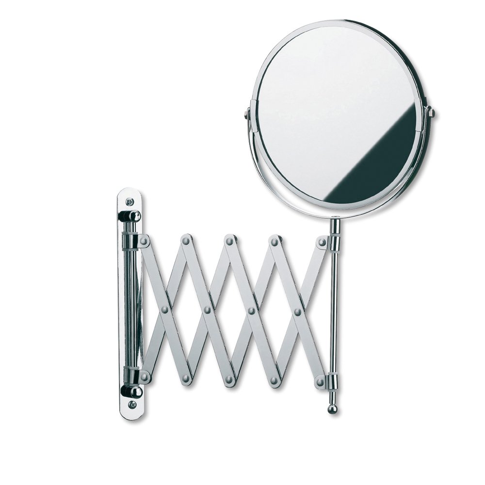 kela 20847 Espejo de pared, Atornillado, Extensible, Aumento 1x y 5x, Diámetro 18,5 cm, Metal, Avita