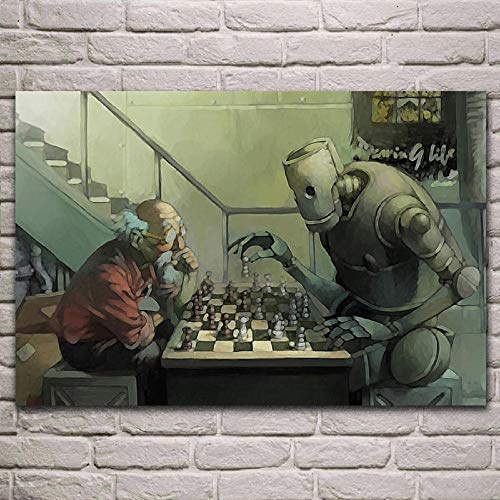 Moderno Pared Arte Futurista Robot Amigo Poster Ajedrez Tablero Viejo Personas Estado De áNimo Obras De Arte Lienzo Pinturas Salon HabitacióN Hogar Cuadro Decoracion 40x60cm Cover