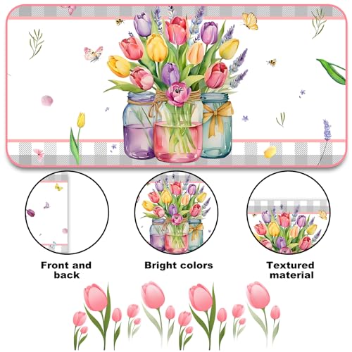 Gosuoa Spring Tulip Valance Curtains for Windows, 54 x 18 Inch — view 3