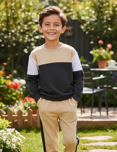 Toddler Boy Clothes Long Sleeve Color Block Sweatshirts Tops Pants Sets Kids Boys Fall Winter 2 Pieces Outfits 2-7 Years4