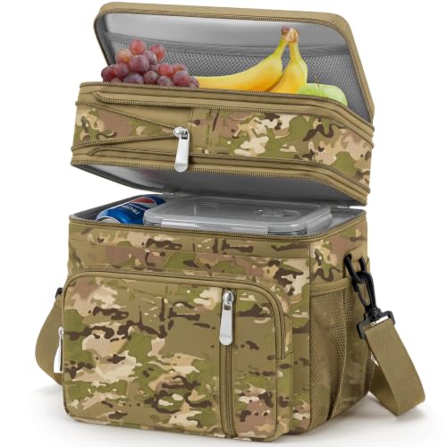 Image of MIYCOO Lunch Bag for Men & Women, Expandable Double Deck Lunch Box, 15L | Leakproof & Waterproof, Portable, Large Soft Insulated Cooler bag for Adult, Work, Camping, Beach, Picnic, Travel