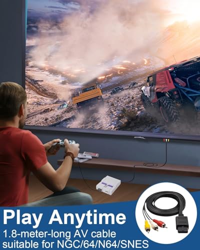 AV Cable, Estéreo Audio Video AV RCA Cable compatible con Super Nintendo 64 N64 NGC Gamecube SNES TV Game, Repuesto Cable de alimentación para Consola de Juegos 1 pieza 1,8m - imagen 6