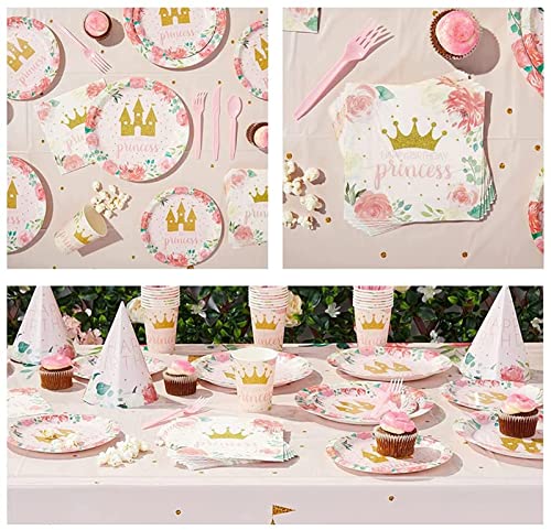 Princess Party Supplies-Princess Party Tableware Set Include Princess Castle Plates, Napkins, Cups Straws For Girls Princess Baby Shower Decorations Serves 10 #TOP4
