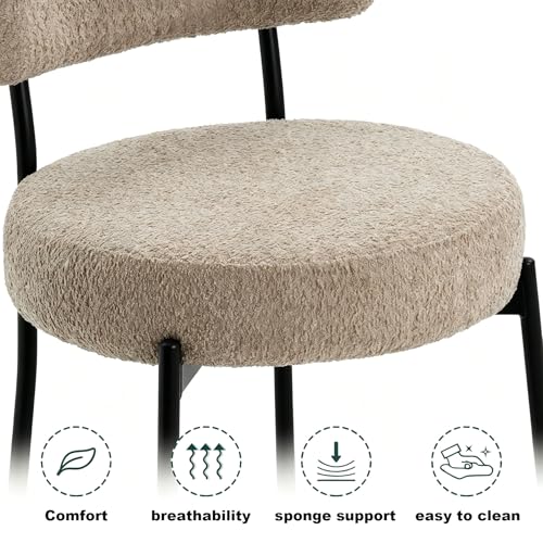 Image of Bar Stools, 30 inch Tall Bar Stools Set of 3, Boucle Upholstered Counter Height Bar Stools, Modern Bar Chairs Metal Frame with Back and Footrest for Kitchen Island, Barstools