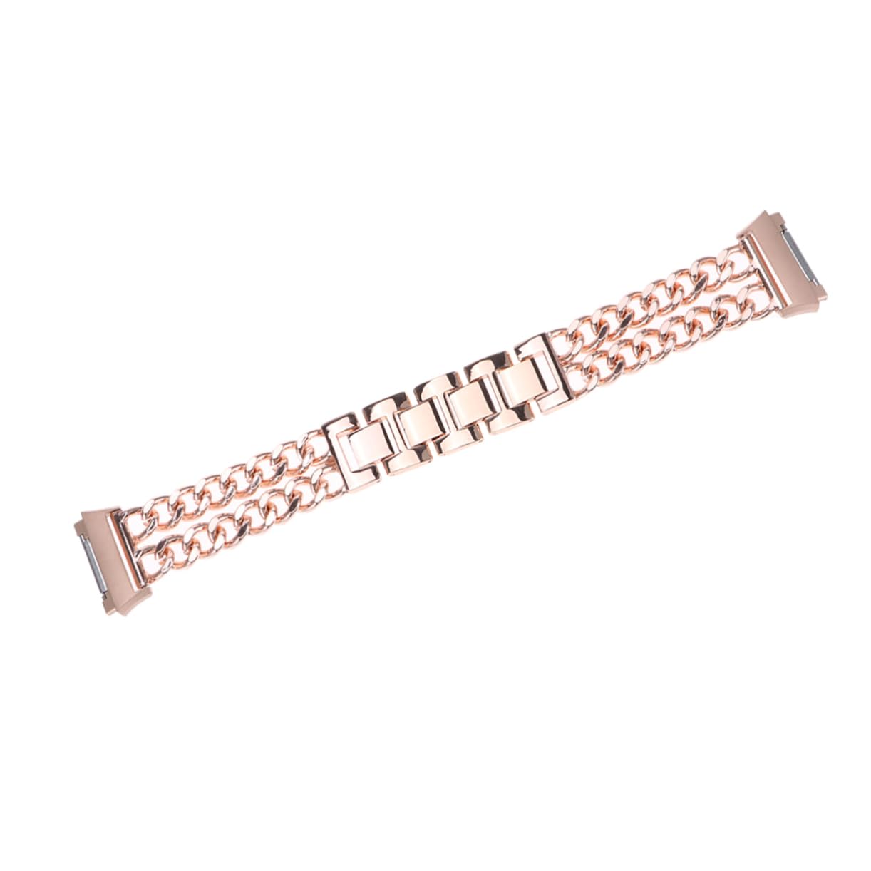 Mikikit Bands Strap Double Row Chain Watchband Steel Belt Solid