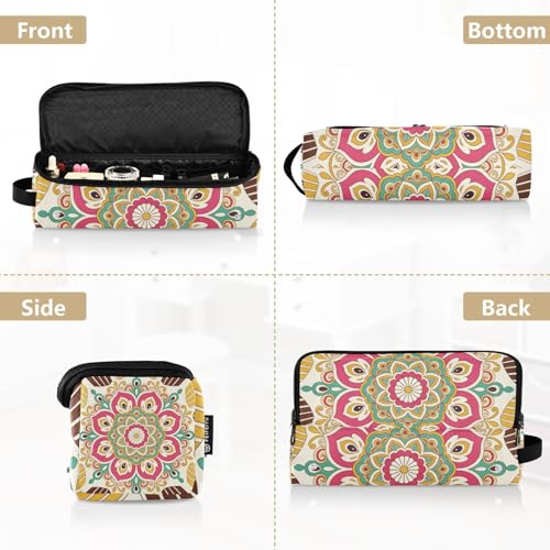 Bolsa de viaje para herramientas de cabello y tapete resistente al calor, organizador removible para plancha, rizador y secadora con diseño étnico de flores mandala miniatura 5
