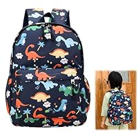 Toddler Boy Backpack,Mini Dinosaur Bag Kindergarten Canvas Rucksack,Dinosaur Backpack for Boys,Canvas Boy School Bag Holiday Travel Nylon Outdoor Daypack for 3-6 Year Old (Dark Blue)