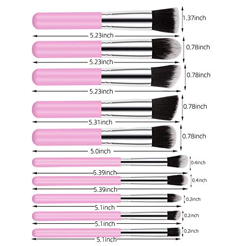 Make Up Brush, 10 Piece Soft Pink Makeup Brushes Set Portable Kabuki Liquid Cream Brushes With Cruelty-Free Synthetic Fiber Bristles Beauty Tools… #TOP4