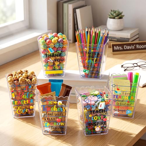 Image of Mimorou 6 Pcs Back to School Teacher Gift Box Container Notebook Pencil Composition Book Crayon Popcorn Candy Jar Containers Holders for First Day of School Party (Notebook)