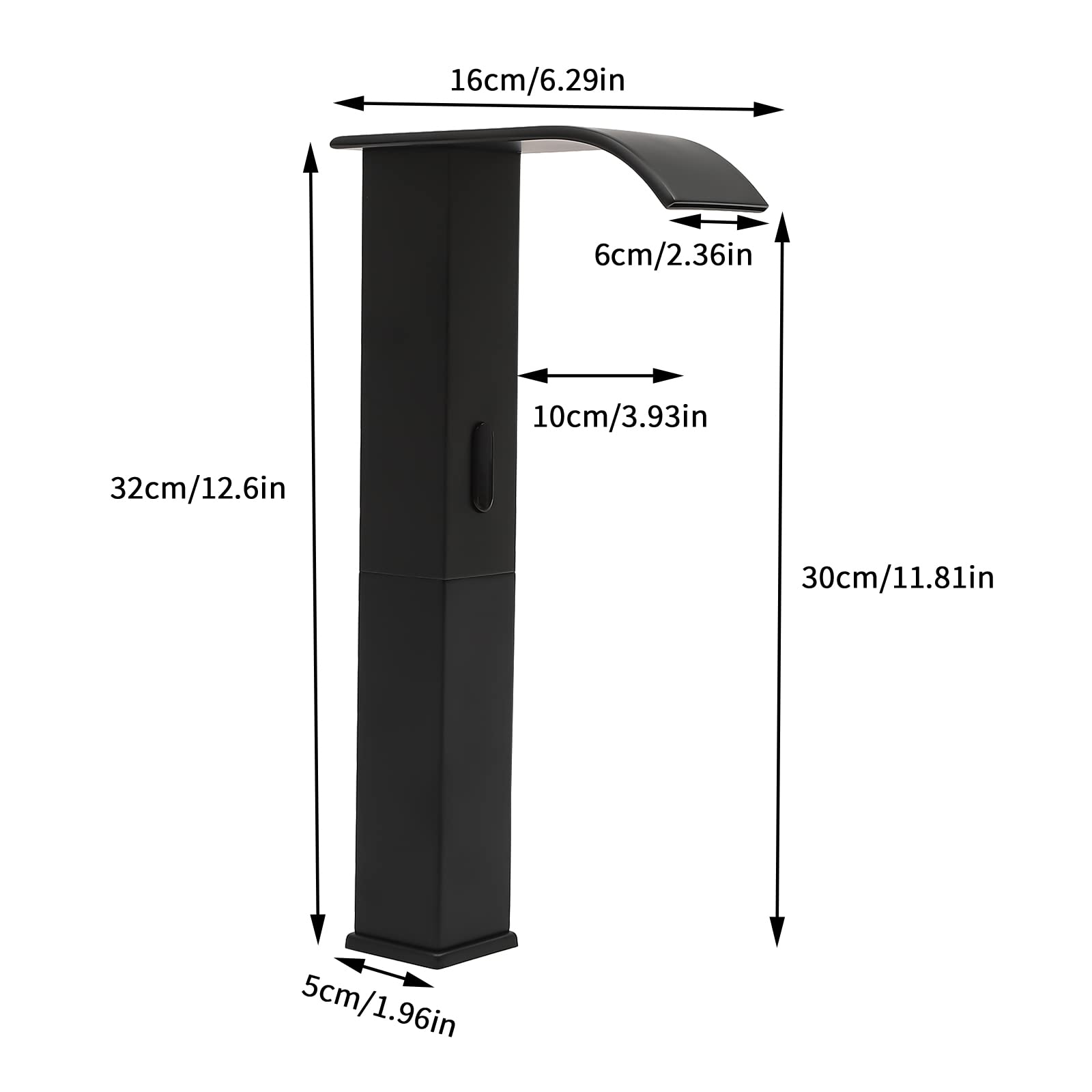 Rubinetto per Lavabo con Sensore a Infrarossi, Rubinetto da Bagno Sensore Automatico Senza Contatto, Rubinetto da Bagno Senza Contatto, Miscelatore Monocomando Nero, NPT1/2"