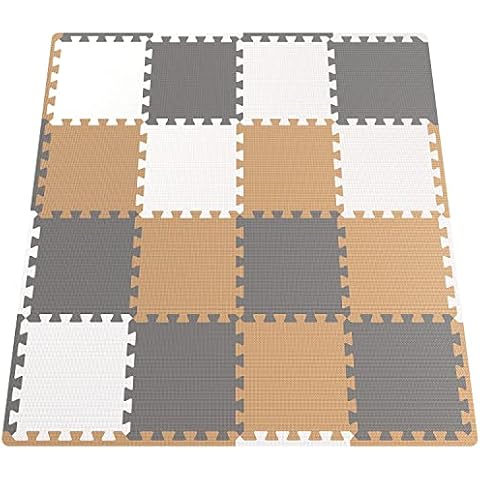 Angels Soft Foam Baby Play Mats Tiles with Borders, 32 pcs Set - Playmat Multi Use, Create & Build A Safe Area Interlocking Jigsaw Puzzle eva Non-Toxic Floor for Toddler Infant Kids Toy Room & Yard Cover