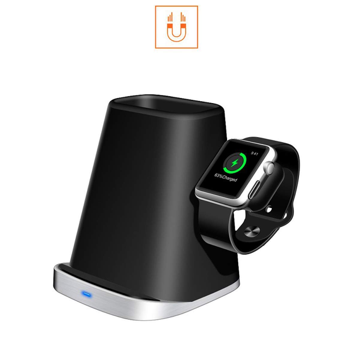 Stazione di ricarica wireless 3 in 1, stazione di ricarica wireless per iWatch 5/4/3/2, ricarica rapida Qi da 7,5 W, per iPhone 11/11 Pro Max/SE 2/XS Max/XR/XS/X/8/8P