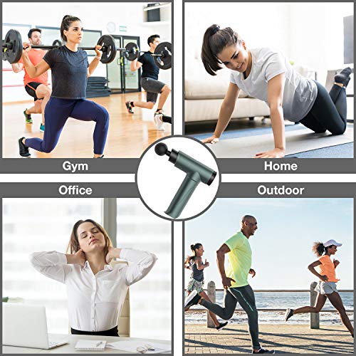 Percussion Massage Gun, PretiHom Massage Impact Device Wireless Handheld Vibration Deep Tissue Muscle Electric Gun with 6 Adjustable Speed and 8 Heads Helps Relieve Soreness