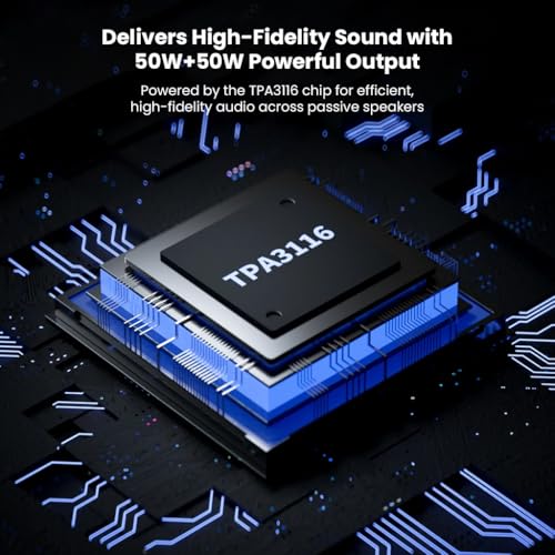 Image of Neohipo BP10 BT5.0 Power Amplifier, Switchable 100W Mono /2x50W Stereo Class D Audio Receiver, TPA3116 Mini Hi-Fi Amp for Passive Speakers, Bass Shakers & Home Theater, with 12V /5A Power Supply (Black)