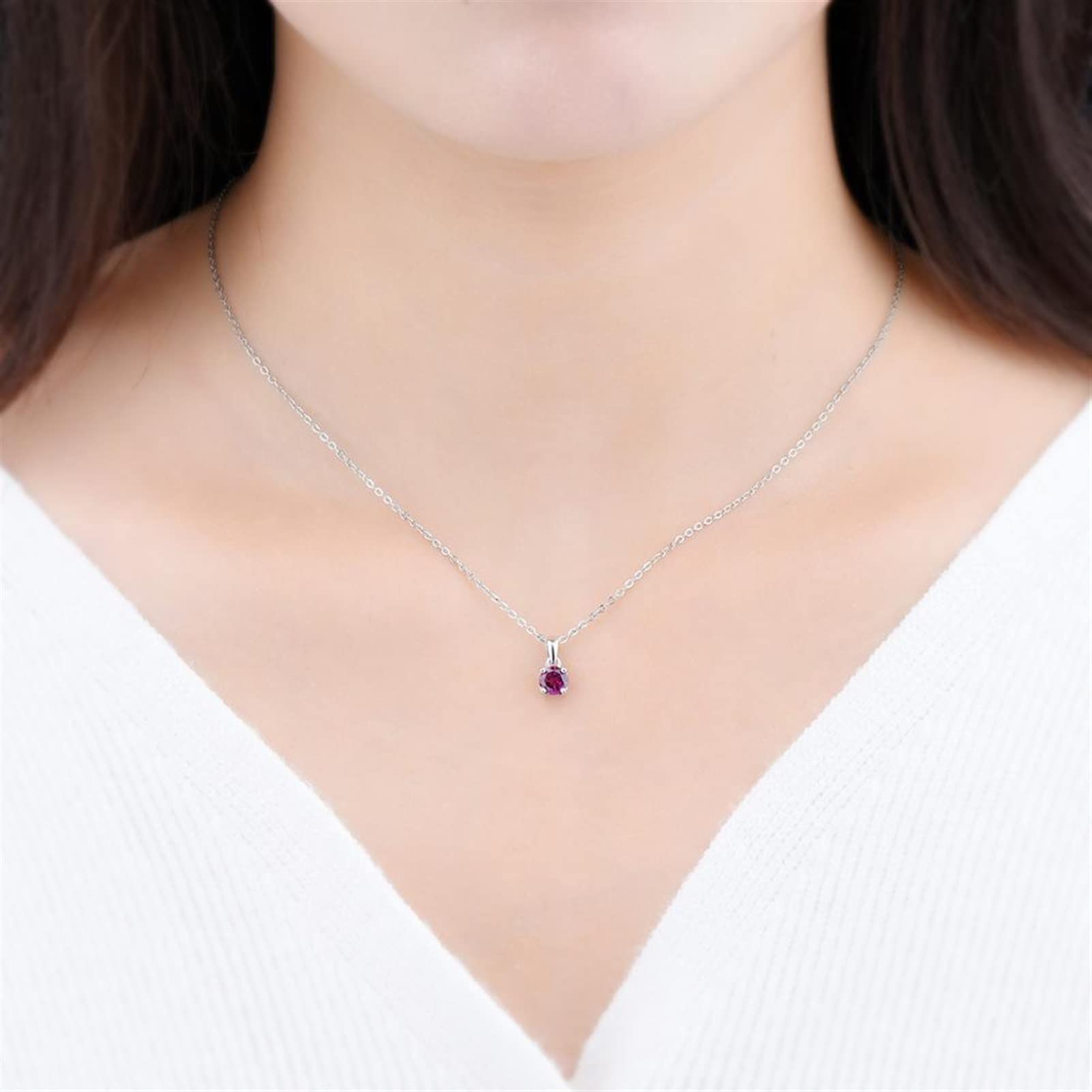 Collane Pendente for gioielli di moda signore Pendente rotondo Gemstone Solid 925 sterling catena in argento sterling squisito semplice gioielli eleganti Collana da donna ( Gem Color : Amethyst )