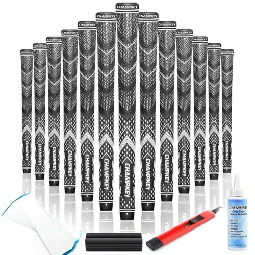 Image of Champkey Victor Hybrid Golf Grips Set of 13(5 Oz Solvent,Blade,15 Tapes & Vise Clamp Available)-Choose Between 13 Grips & All Repair Kits and 13 Grips & 15 Tapes