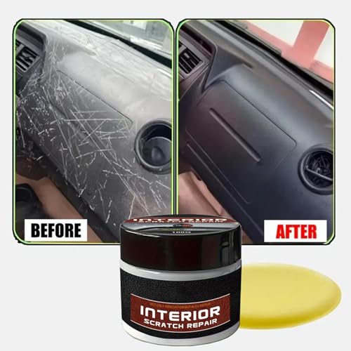 Dashboard Scratch Repair Kit- 100g Dashboard Restorer Interior with Sponge | Scratch Repair Wax for Vehicle, Dashboard Scratch Repair Paste, Car Interior Leather Recoloring Balm for Scratches