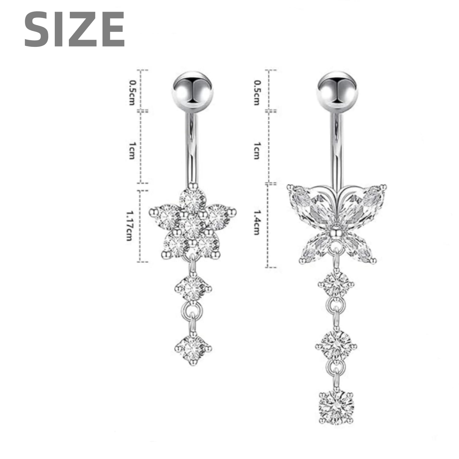 Piercing Ombligo para Mujer, 4 Piezas Anillos para el Ombligo 14G Chapado Barras de Vientre Piercing Ombligo Acero para Mujeres Niñas