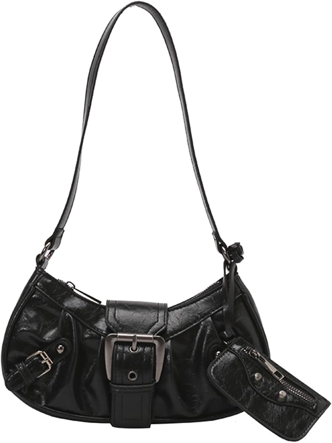 Women's Glossy Y2K Retro Hobo Bags Set PU Leather Underarm Purses Clutch Shoulder Handbags With Coin Wallets