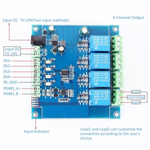 Module de relais Modbus 4 canaux 4 bits RTU avec interface RS485 et TTL