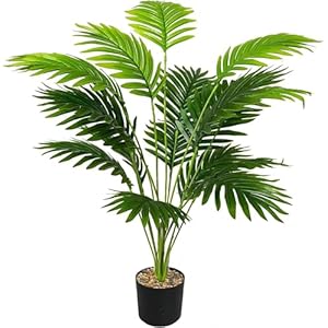 kunstpflanzen groß 82 cm Hoch18 Zweige Grünpflanzen im Topf Künstlicher Palme Pflanze Wie Echt Outdoor Tropical Hawaii Grün Fake Plant für Schlafzimmer Büro Garten Hochzeit Party Deco