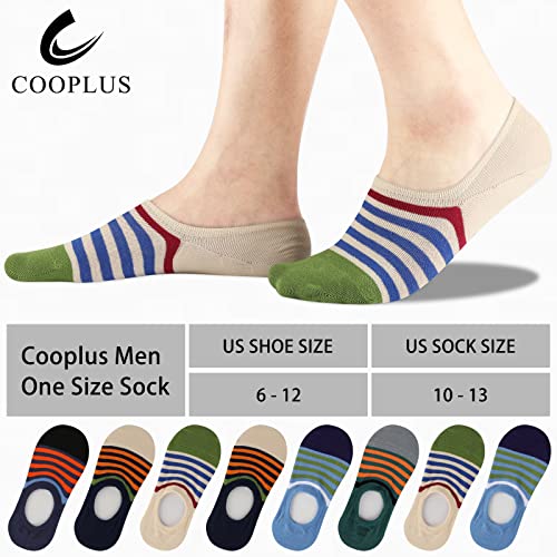 COOPLUS Mens No Show Socks Cotton Low Cut Non Slip Casual Socks Invisible Flat Boat Socks (8 Pairs)2