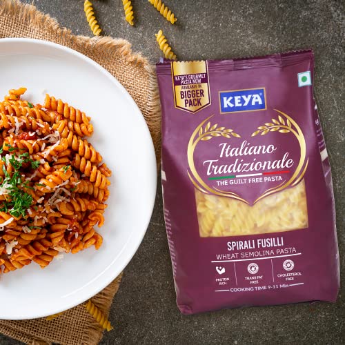 Image of Keya Fusilli Pasta 1kg, 100% Durum Wheat Pasta | Vegetarian | No MSG | Low in Calories | No Trans Fats | Healthy | Cooked in 10 Minutes