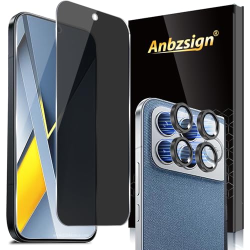 Anbzsign Privacy Anti-Spy Screen Protector with Camera Lens Protector (2+1 pack)