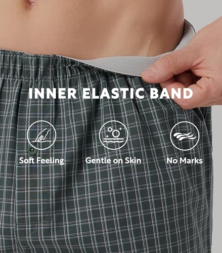 DAVID ARCHY Woven Cotton Boxers for Men Classic Men's Underwear Loose Breathable & Comfortable Boxer Shorts 3 or 5 Pack3