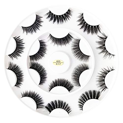 False Eyelashes, 6D Fake Eyelashes, Reusable Handmade Long Natural Dramatic Lashes, Soft, Fluffy, Wispies for Daily, Casual Events, Daytime Outings and More, 8 Pairs