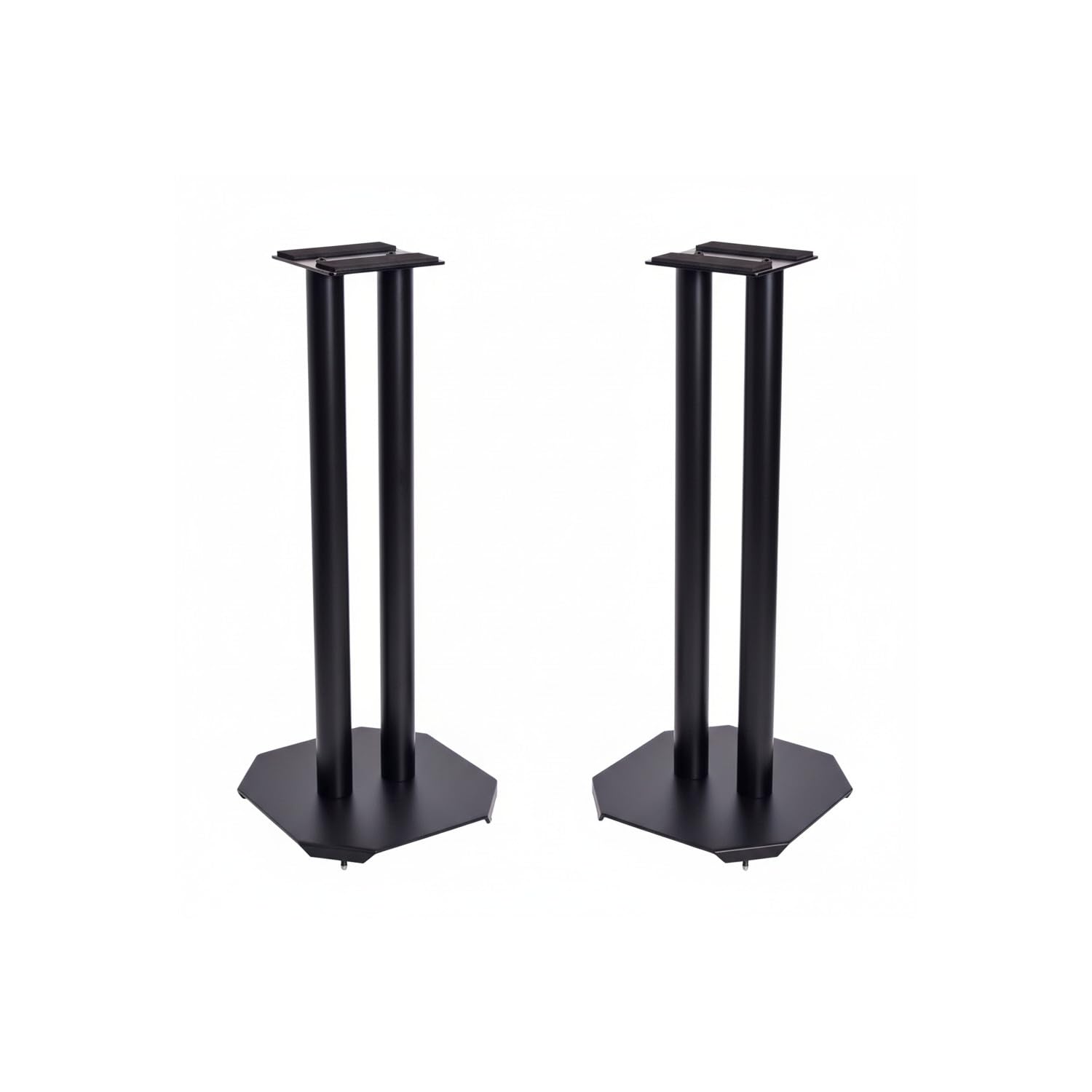 QTX Supporti per monitor da studio, altezza 50 cm, forniti in coppia, supporti per altoparlanti in acciaio nero con picchetti, ideali per home studio, suono surround, home cinema, DJ e apparecchiature