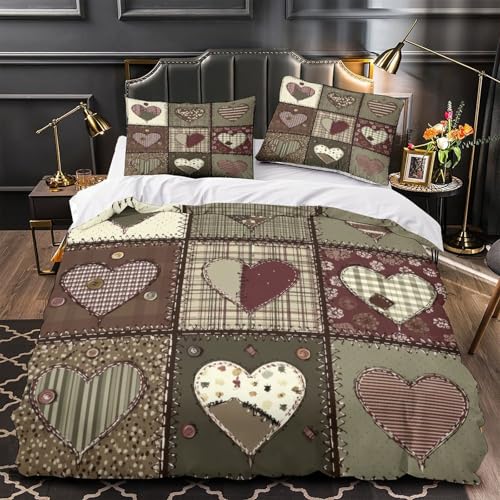 Housse de couette microfibre cœur patchwork pour un lit simple doux sans pli - 4