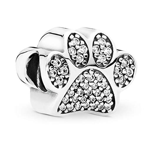 GenericStunning Dog Paw Glitter Charm 925 Silver Compatible with Pandora Charms, silver chain Bracelet, Trollbeads, Chamilia and Biagi.…