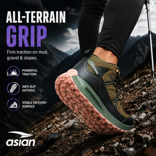 Image of ASIAN Everest W-21 Women's Trekking & Hiking Shoes | Durable Outdoor Footwear with Anti-Slip Outsole, Soft Cushion Comfort & Water-Resistant Upper | Ideal for Travel, Biking & Trails