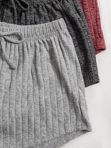 SEGT Women's 3 Sets for Women Ribbed Pajamas Crop Cami Top and Shorts Pjs Casual Sleeveless Button Lounge Set3