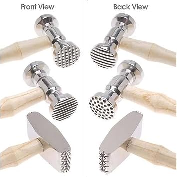3pc - Double-Sided Metal Jewelry Texture Chasing Repousse Hammer 6 Patterns