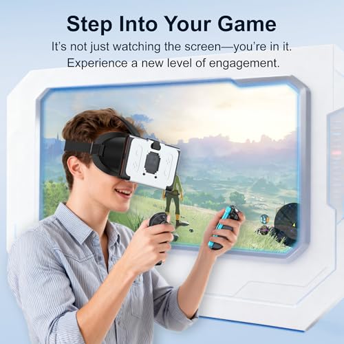 VR-Headset für Switch 2 2025, Switch 2 Virtual Boy VR-Brille mit verstellbaren HD-Gläsern und bequemen Kopfbändern mit breiter Polsterung, Labo VR Kit 3D-Brille für Switch 2 Zubehör, Weiß & Schwarz