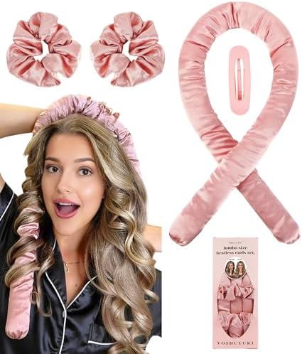 Jumbo Heatless Curls Overnight Hair Curlers to Sleep In Large Hai...