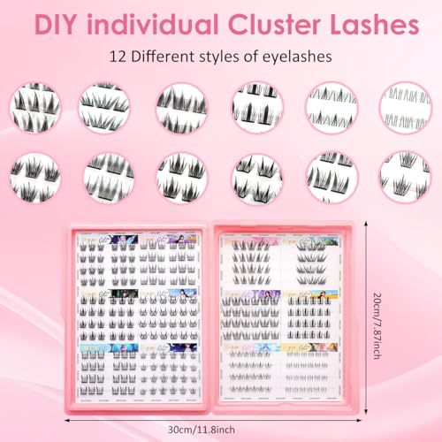 Image of MAYCREATE 12 Styles 272pcs Fake Eyelashes Self Adhesive Eye Lashes for Women Natural to Dramatic Eyelash Lash Clusters Mixed Length False Eyelashes Extension Kit with Storage Case for Home Salon Use
