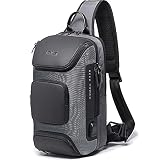 BANGE Mini Mochila Masculina Bolsa Transversal de Ombro Impermeável Pequena Pochete Premium com Detalhes em Couro Compacta com Diversos Bolsos e Compartimentos Shoulder Bag Bange