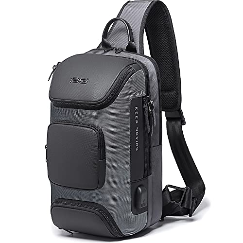 BANGE Mini Mochila Masculina Bolsa Transversal de Ombro Impermeável Pequena Pochete Premium com Detalhes em Couro Compacta com Diversos Bolsos e Compartimentos Shoulder Bag Bange