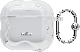iFace イヤホンケース AirPods 第4世代 対応 BeBling 2 (クリア) 【 耐衝撃 透明 シルバー カラビナ付き ウルウル キラキラ 】